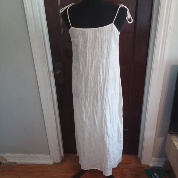 Faithfull the Brand Anthropologie Luna Midi Boho Dress Beige Button Down Sz 2 - Picture 4 of 8